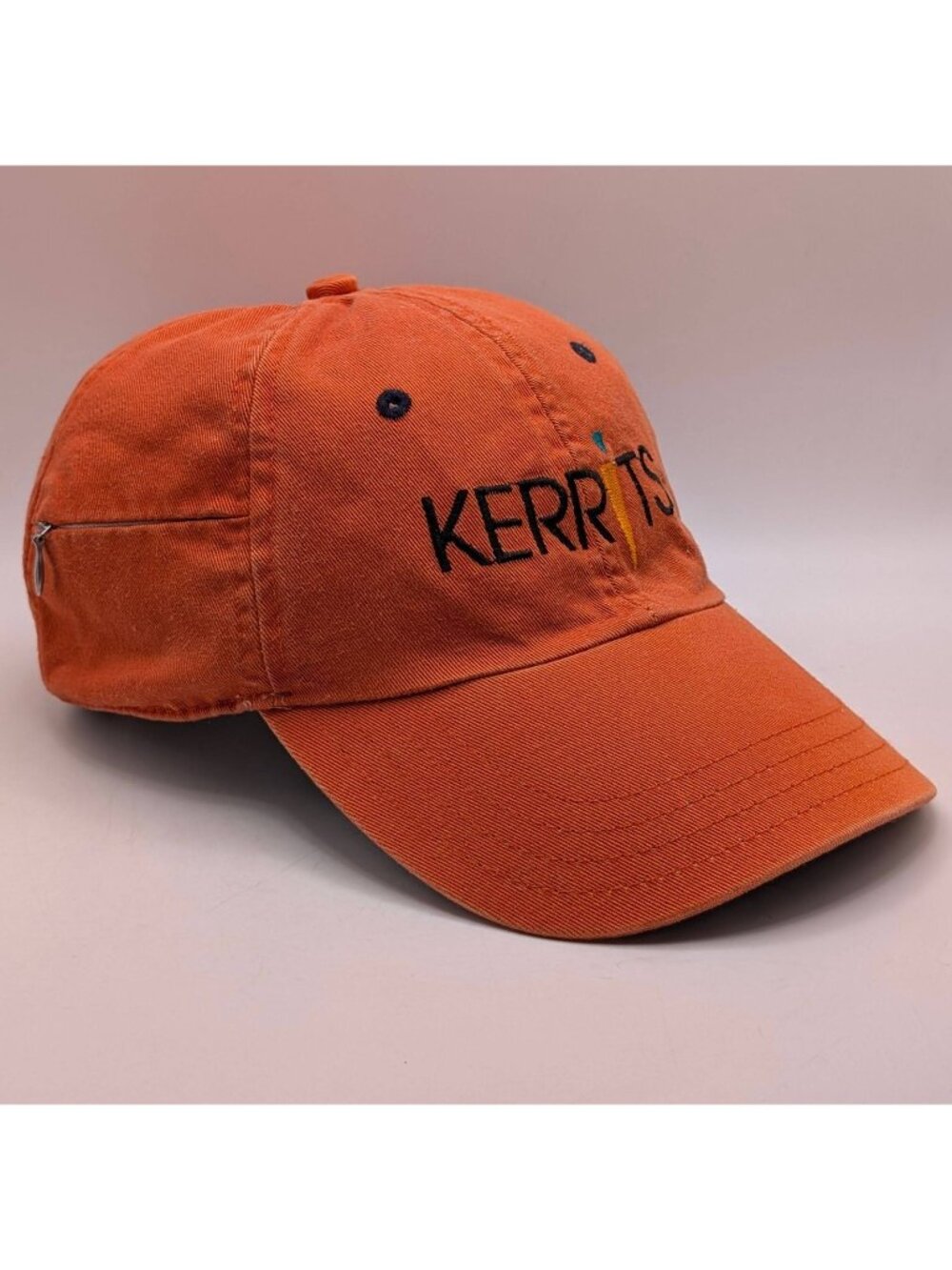 Kerrits Equestrian Baseball Cap Orange Adjustable Strap Back Cotton Hat Pocket